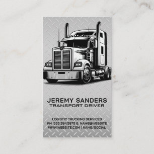 18 Wheeler Truck   Diamond Plate Steel Background Business Card