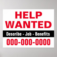 18" x 24" Help Wanted and Description Paper Poster