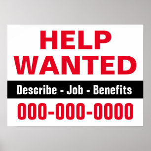 18" x 24" Help Wanted and Description Paper Poster