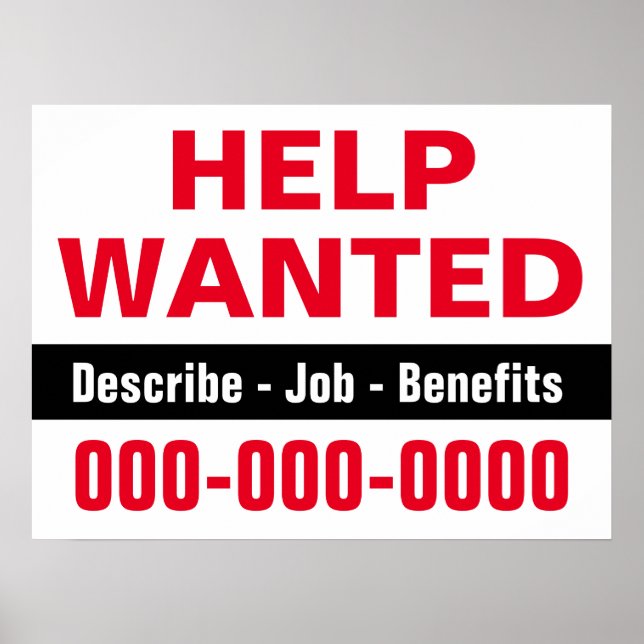 18" x 24" Help Wanted and Description Paper Poster (Front)