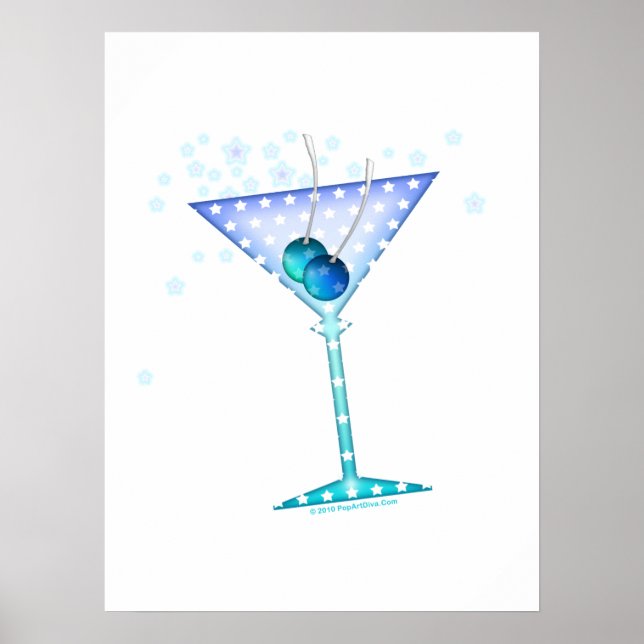 18" X 24" POSTER - BLUE MARTINI ART (Front)