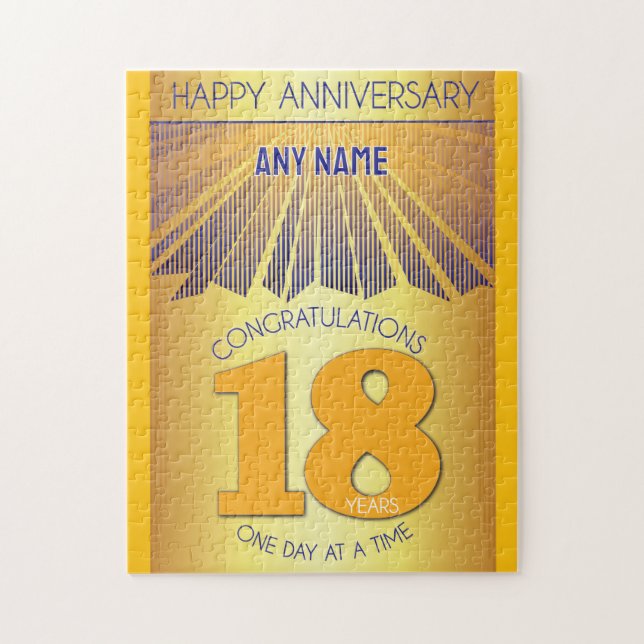 18 Year | AA 12 Step Anniversary Personalised Jigsaw Puzzle (Vertical)