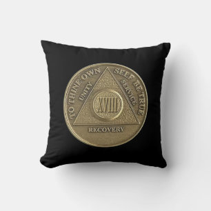 18 Year CUSTOM NAME Sober Anniversary Coin Cushion