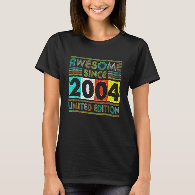 18 Year Old  Awesome Since 2004 18th Birthday Retr T-Shirt (Front)