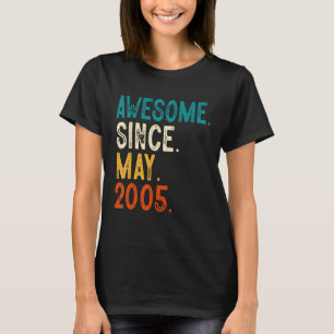 18 Year Old Awesome Since May 2005 18th Birthday T-Shirt
