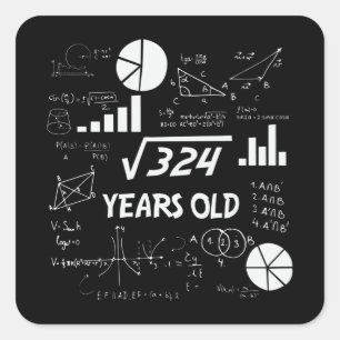 18 Year Old Bday Geeky Math 18th birthday Gift Square Sticker