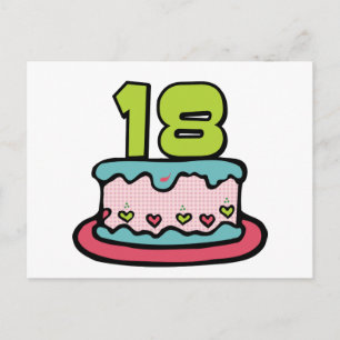 18 Year Old Birthday Cake Postcard