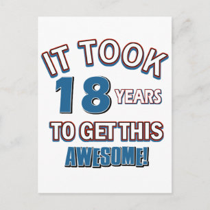 18 year old birthday designs postcard