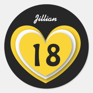 18 Year Old Birthday Layered Hearts V18R Classic Round Sticker