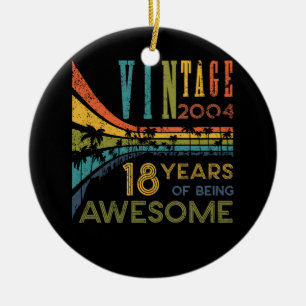 18 Year Old Birthday Vintage 2004 18th Birthday Ceramic Tree Decoration