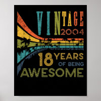 18 Year Old Birthday Vintage 2004 18th Birthday