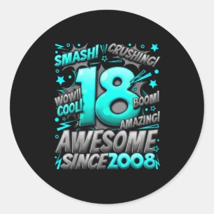 18 Year Old For Boys 18th Birthday Boy 18 Year Old Classic Round Sticker