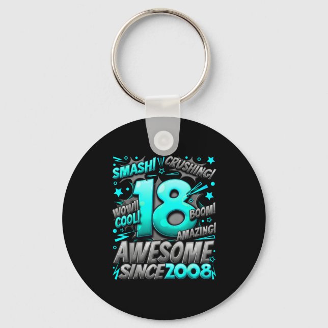 18 Year Old For Boys 18th Birthday Boy 18 Year Old Key Ring (Front)
