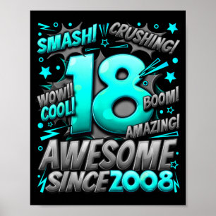 18 Year Old For Boys 18th Birthday Boy 18 Year Old Poster