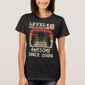 18 Year Old  Gamer Man Birthday 18 Level Unlocked  T-Shirt