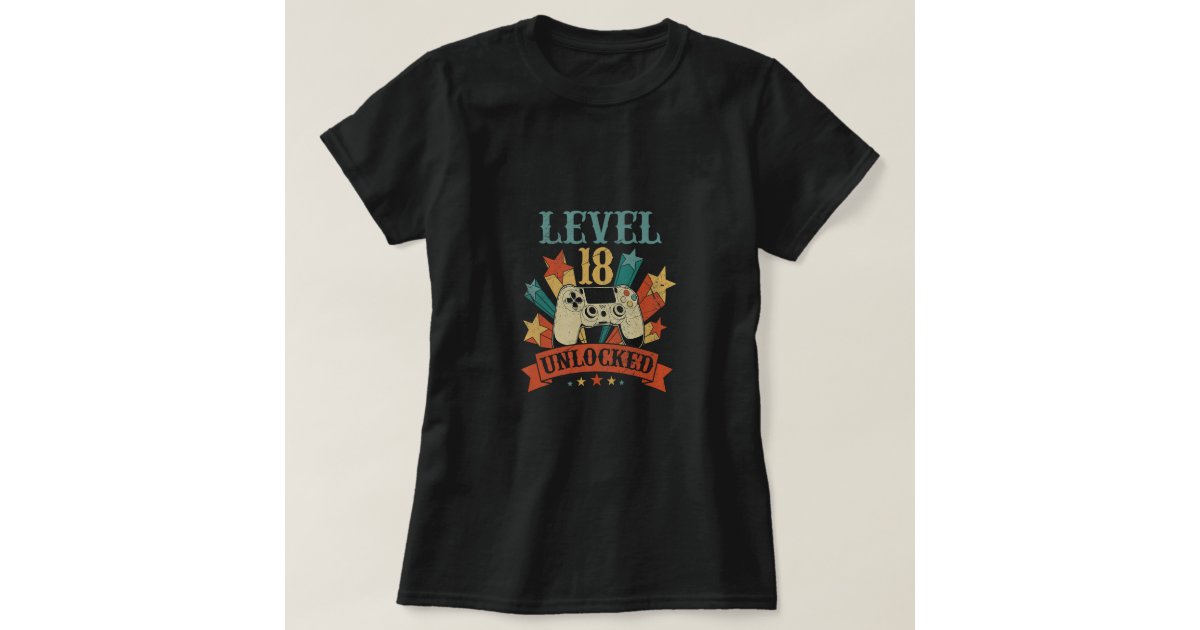18 Year Old Gifts Level 18 Unlocked 18Th Birthday T-Shirt | Zazzle