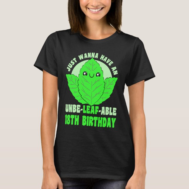 18 Year Old Happy 18th Birthday Cute Plant 18th Bi T-Shirt (Front)