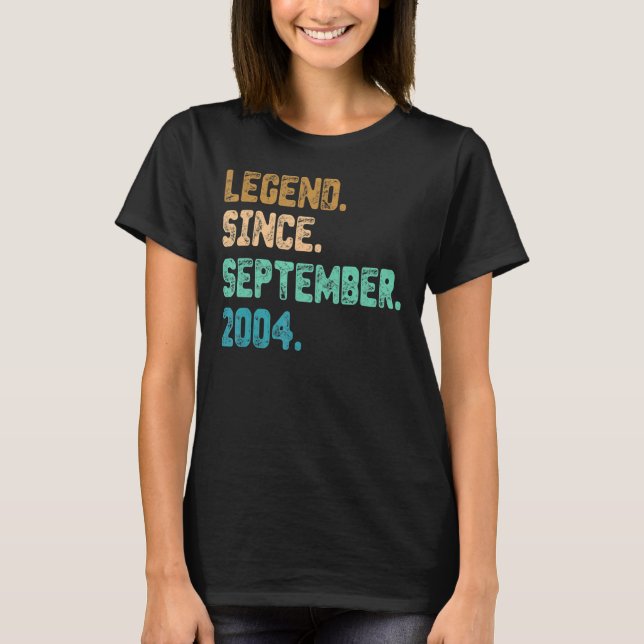 18 Year Old Legend Since September 2004 18th Birth T-Shirt (Front)