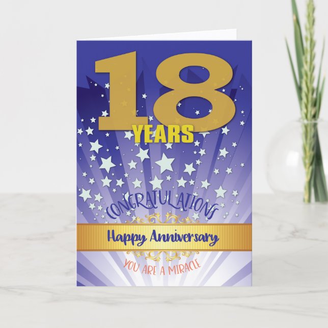 18 Year Recovery Anniversary Bold Numeral Card (Front)