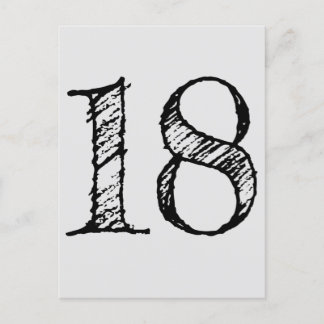 18 years number eighteen giant manuscript invitation postcard