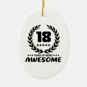 18 years of being Awesome Ceramic Tree Decoration