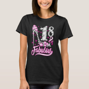 18 Years Old 18 & Fabulous 18th Birthday Pink Diam T-Shirt