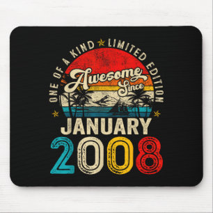 18 Years Old Awesome Since January 2008 18th Birth Mouse Mat