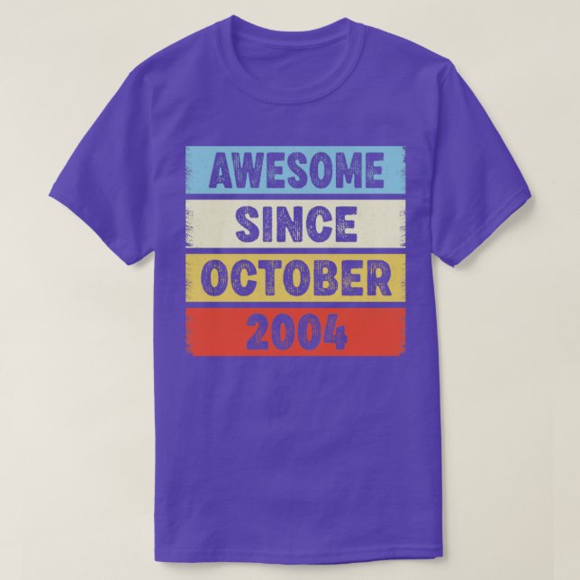 18 Years Old Awesome Since October 2004 18th Birth T-Shirt (Design Front)