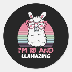 18 Years Old Bday Llamazing 18th Birthday Llama Classic Round Sticker