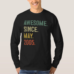 18 Years Old Gifts Awesome Since May 2005 18th Bir T-Shirt
