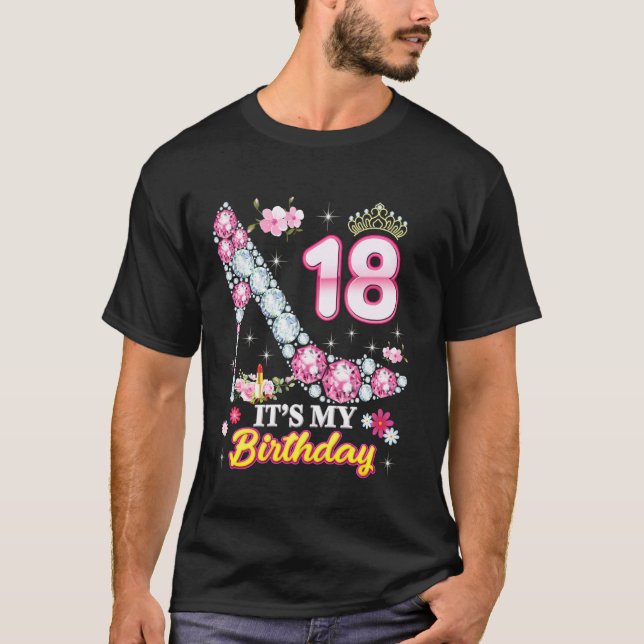 18 Years Old It's My 18th Birthday Pink Diamond Sh T-Shirt (Front)