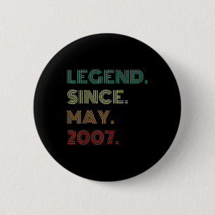 18 Years Old Legend Since May 2007 18th Birthday 6 Cm Round Badge