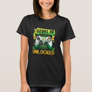 18 Years Old Level 18 Unlocked Video Game 18th Bir T-Shirt