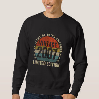 18 Years Old Vintage Born In 2007 Retro 18th Birth Sweatshirt