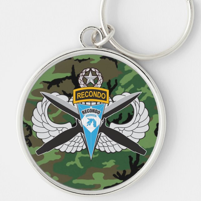 18th Abn. Corps Recondo Button Keychain (Front)
