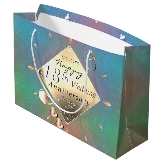 18th Anniversary Acquamarine (Colour) Gift Bag (Back Angled)