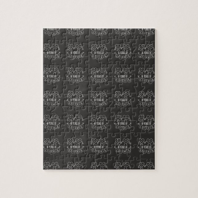 18th Anniversary Gift Chalk Hearts Jigsaw Puzzle (Vertical)
