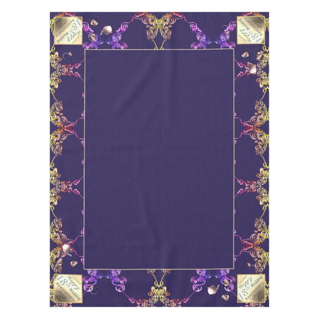 18th Anniversary Porcelain Cat's Eye Blue Centre Tablecloth (Front)