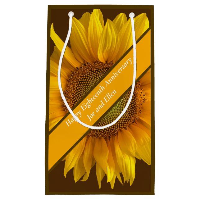 18th Anniversary Sunflower  Small Gift Bag (Front)