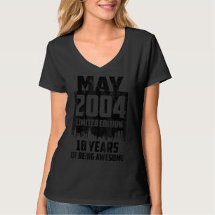 18th Birthday 18 Years Awesome Since May 2004 Vint T-Shirt