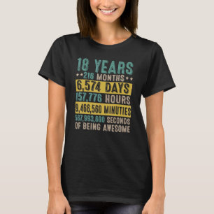 18th Birthday 18 Years Of Being Awesome Countdown T-Shirt