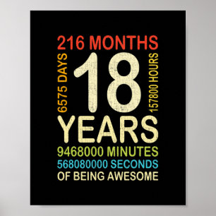 18th Birthday 18 Years Old Vintage Retro 216 Poster