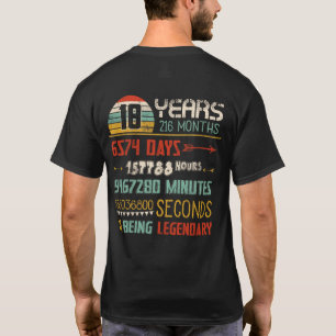 18th Birthday 216 Months Vintage Retro 18 Years T-Shirt