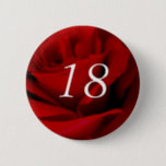 18th Birthday 6 Cm Round Badge<br><div class="desc">18th Birthday red rose pin on button badge.</div>