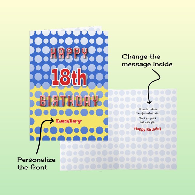 18th Birthday add name circles pattern Card (Creator Uploaded)