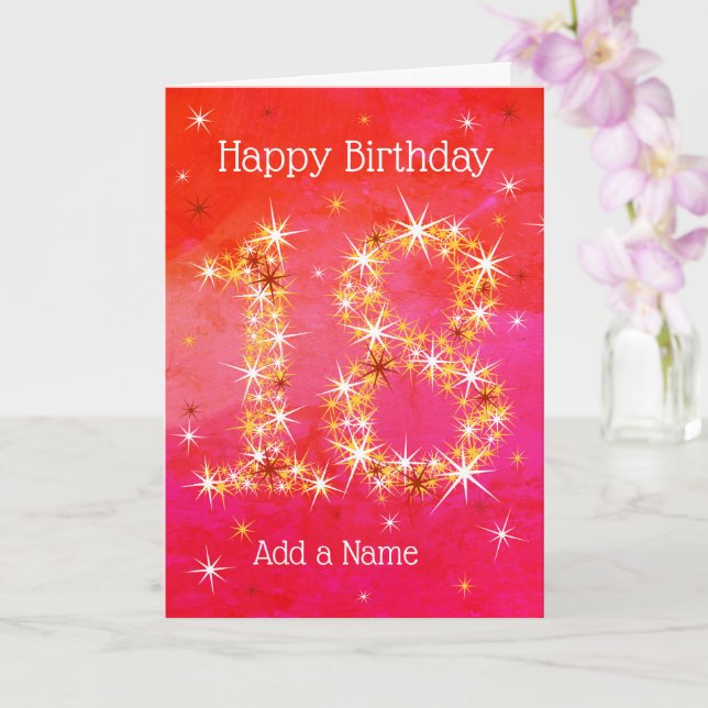 18th Birthday - Age 18 Star Numbers - Intense Red Card (Orchid)