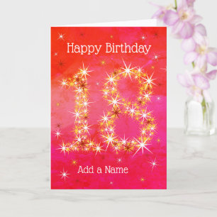 18th Birthday - Age 18 Star Numbers - Intense Red Card