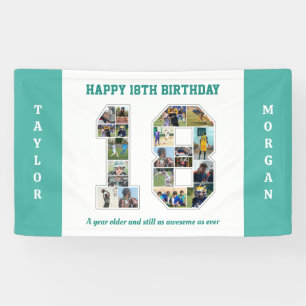 18th Birthday Anniversary Number 18 Photo Collage Banner