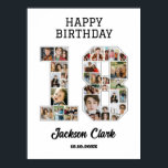 18th Birthday Anniversary Number 18 Photo Collage Poster<br><div class="desc">Celebrate 18th birthday or wedding anniversary with this printable photo collage. Choose your favourite photos for display. Customise the name, text and date to fit your occasion. This will be a lovely keepsake with personalised message to look back on with family and friends. If you need any other number as...</div>