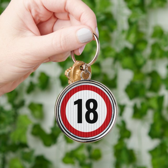 18th Birthday ANY AGE Speed Limit Sign Key Ring (Hand)